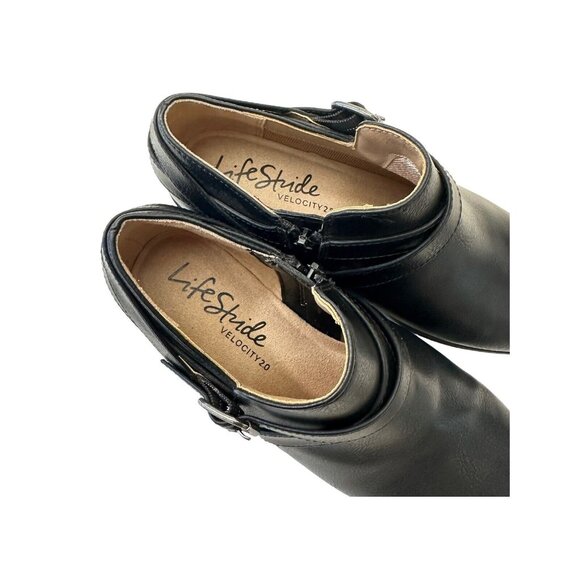 LifeStride Velocity 2.0 Adley Women Black Faux Leather Ankle Booties SZ 6.5M - Picture 3 of 13